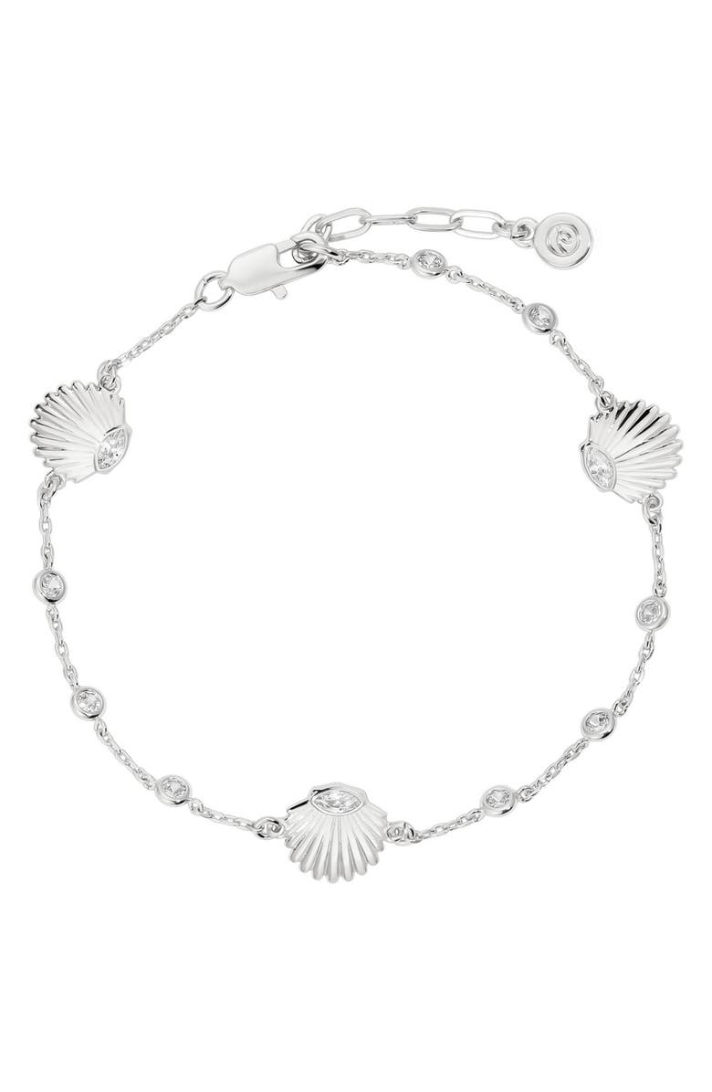 Ettika Santorini Shell Anklet, Main, color, Silver