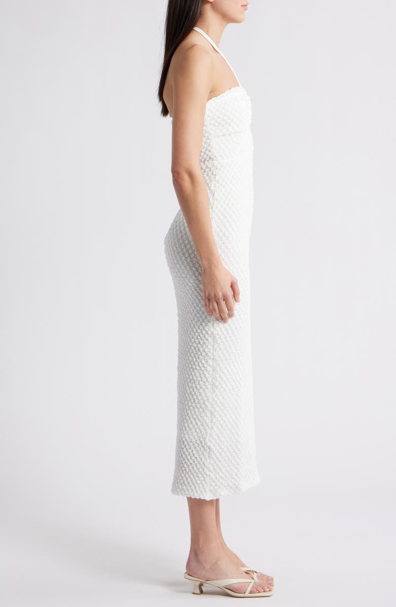 Rare London Textured Cutout Midi Dress, Alternate, color, White