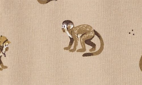 FIRSTS BY PETIT LEM FIRSTS BY PETIT LEM MONKEY PRINT COTTON HENLEY ROMPER