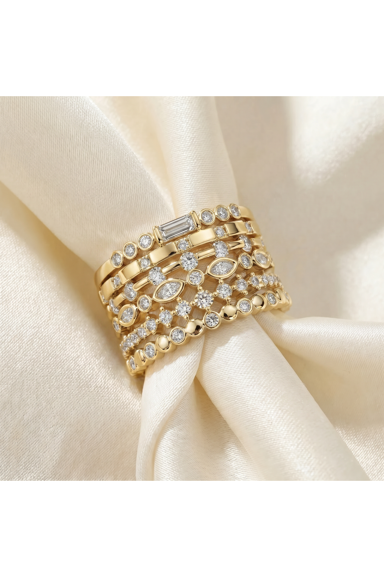 1Ct Stackable Diamond Ring Gold Lab Grown 12mm Wide, Alternate, color, 14k Rose Gold