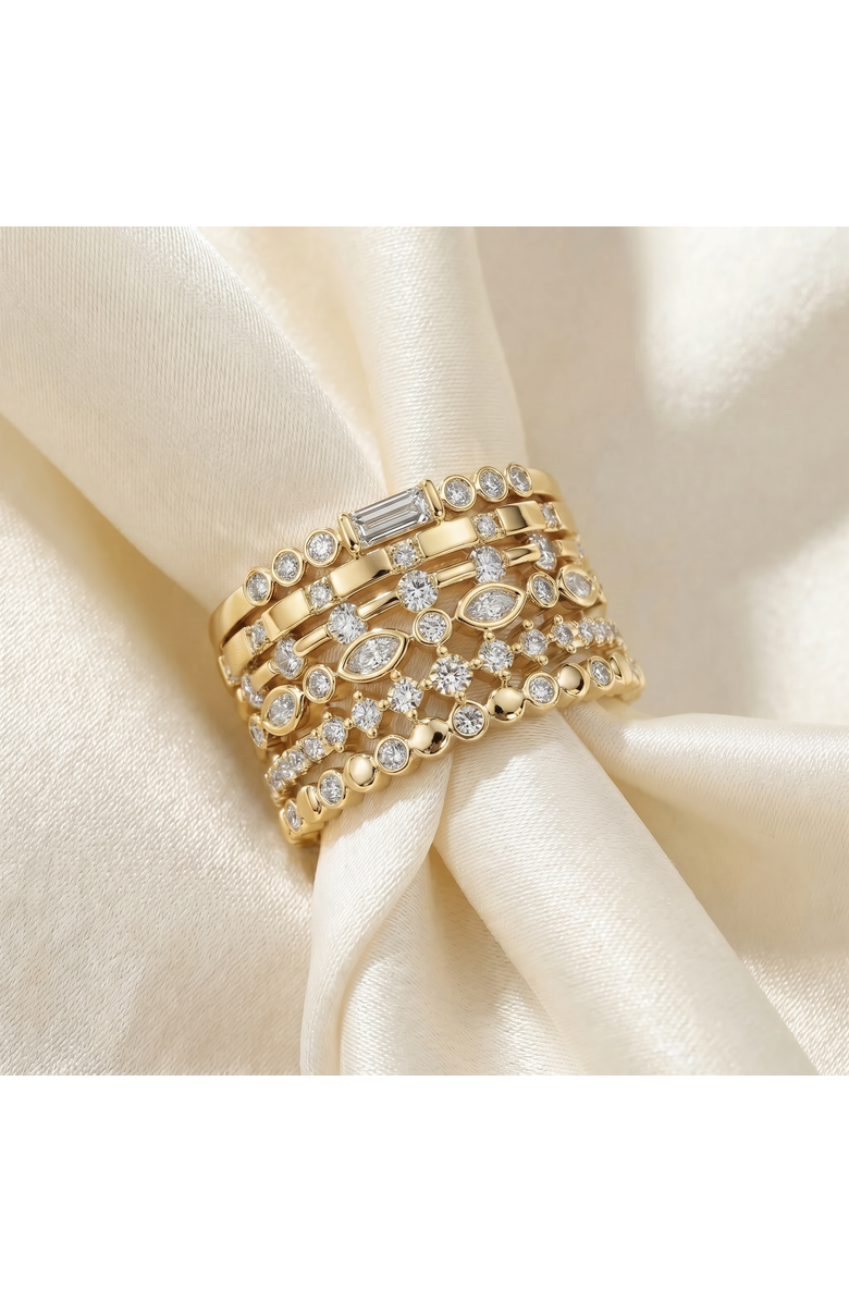 Bliss Diamond 1Ct Stackable Diamond Ring Gold Lab Grown 12mm Wide, Alternate, color, 14K Yellow Gold