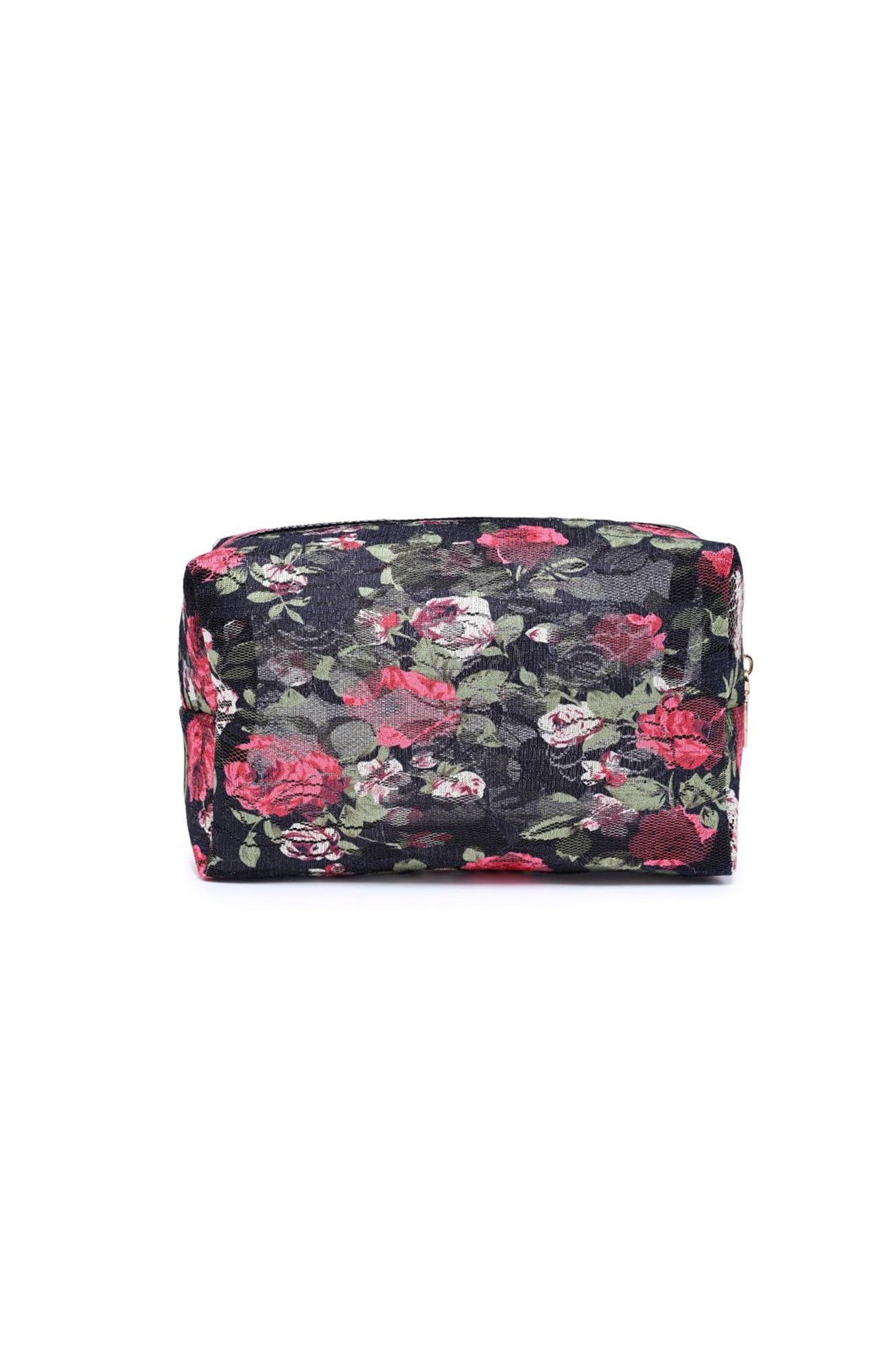 Petal Play Cosmetic & Travel Organizer Pouch, Alternate, color, Black