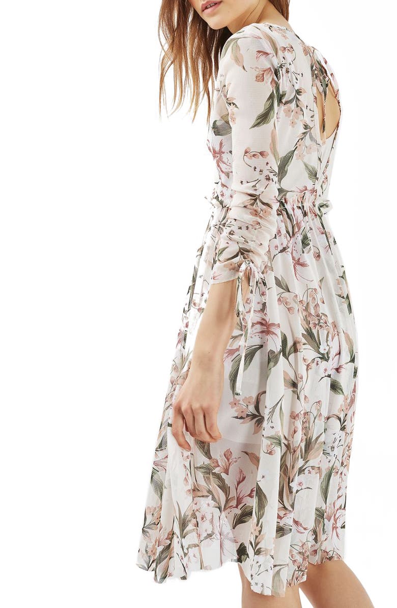 Topshop Lily Floral Mesh Dress, Alternate, color, 