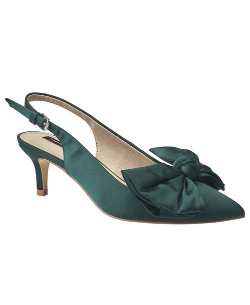 French Connection Women's Quinn Satin Bow Kitten Pump In Green