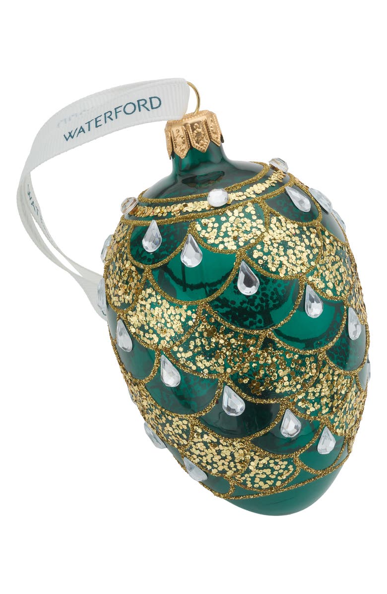 Waterford Holiday Heirlooms Green & Gold Oval Glass Ornament, Alternate, color, Multi