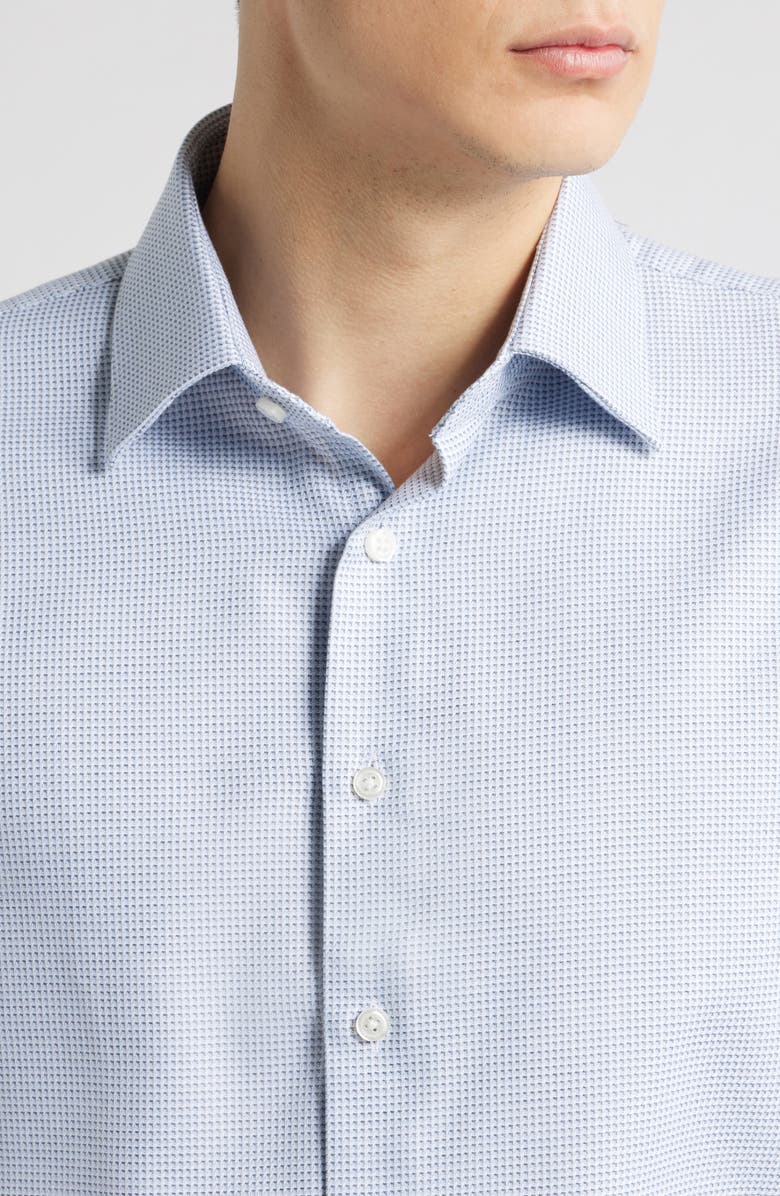 Nordstrom Premium Non-Iron Trim Fit Dress Shirt, Alternate, color, Blue Corner Dobby