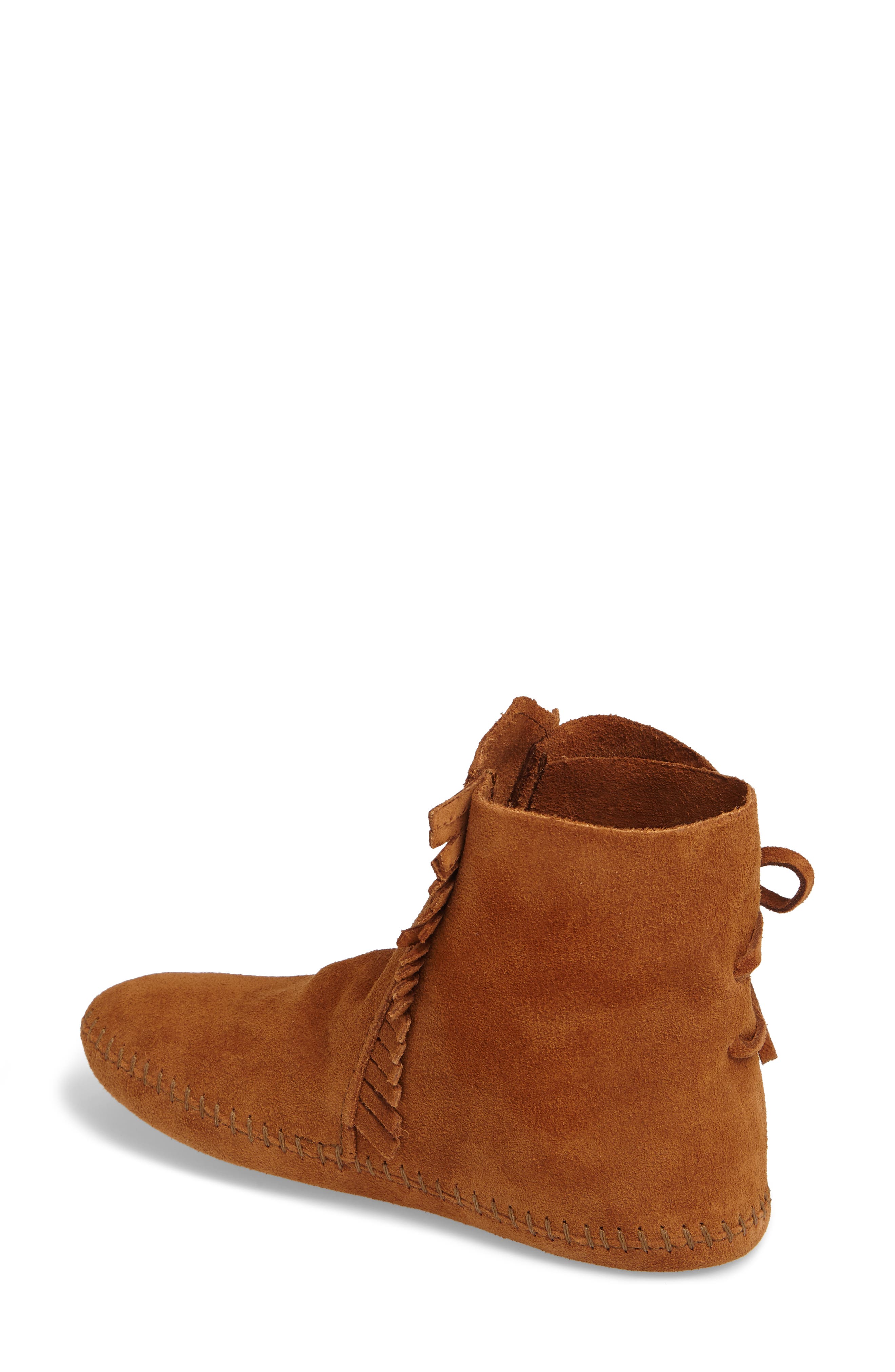 Minnetonka Two-Button Softsole Bootie, Alternate, color, Brown
