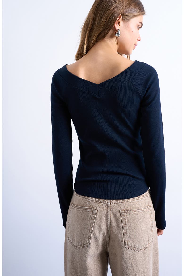 Raglan Sleeve Rib Top, Alternate, color, NAVY