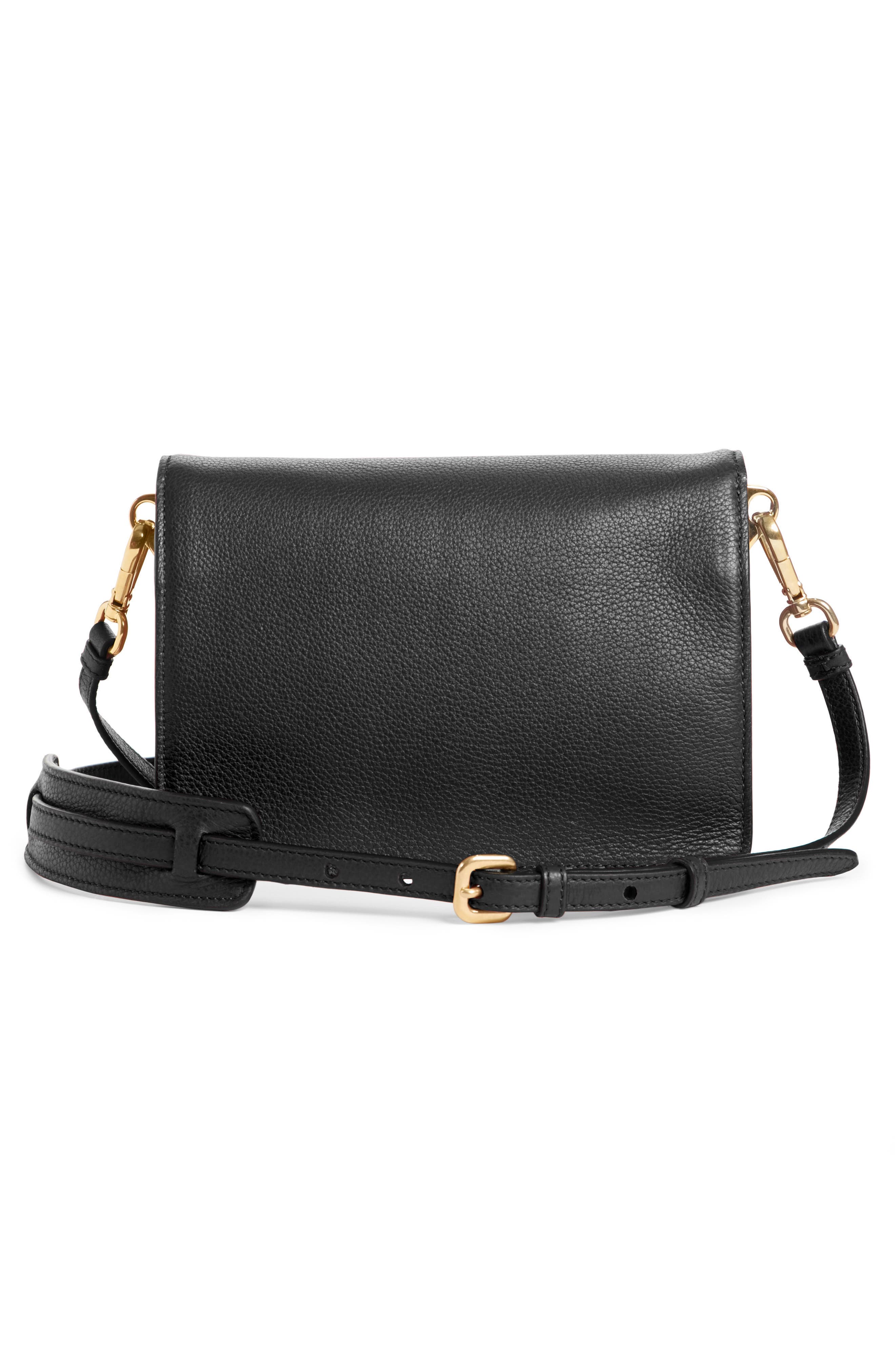 Prada Vitello Daino Double Compartment Leather Shoulder Bag, Alternate, color, 