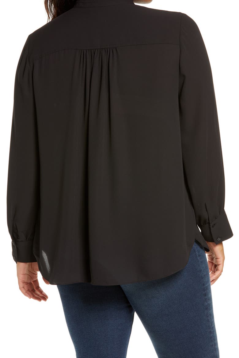 Ruffle Neck Blouse, Alternate, color, BLACK