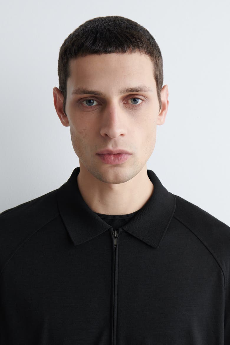 Wool-Jersey Bomber Jacket, Alternate, color, BLACK