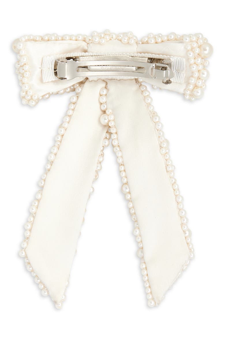 Donna Faux Pearl Bow Barrette, Alternate, color, PEARL