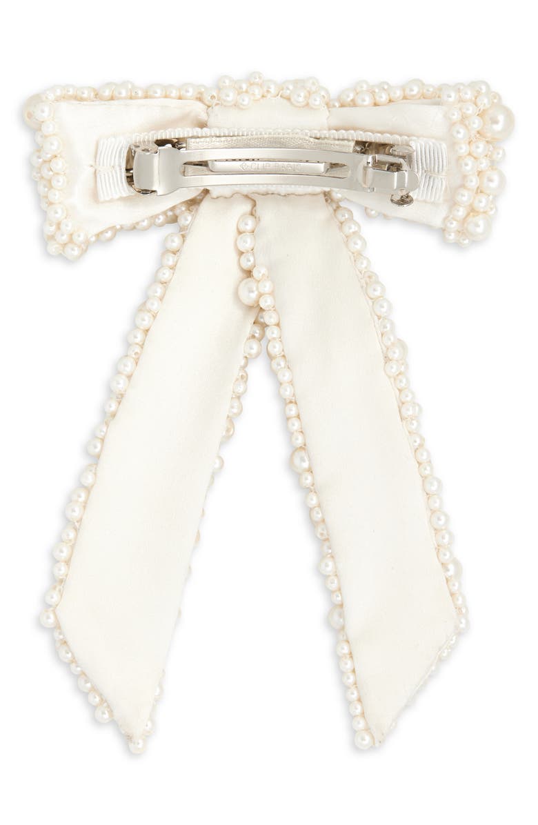 Jennifer Behr Donna Faux Pearl Bow Barrette, Alternate, color, Pearl