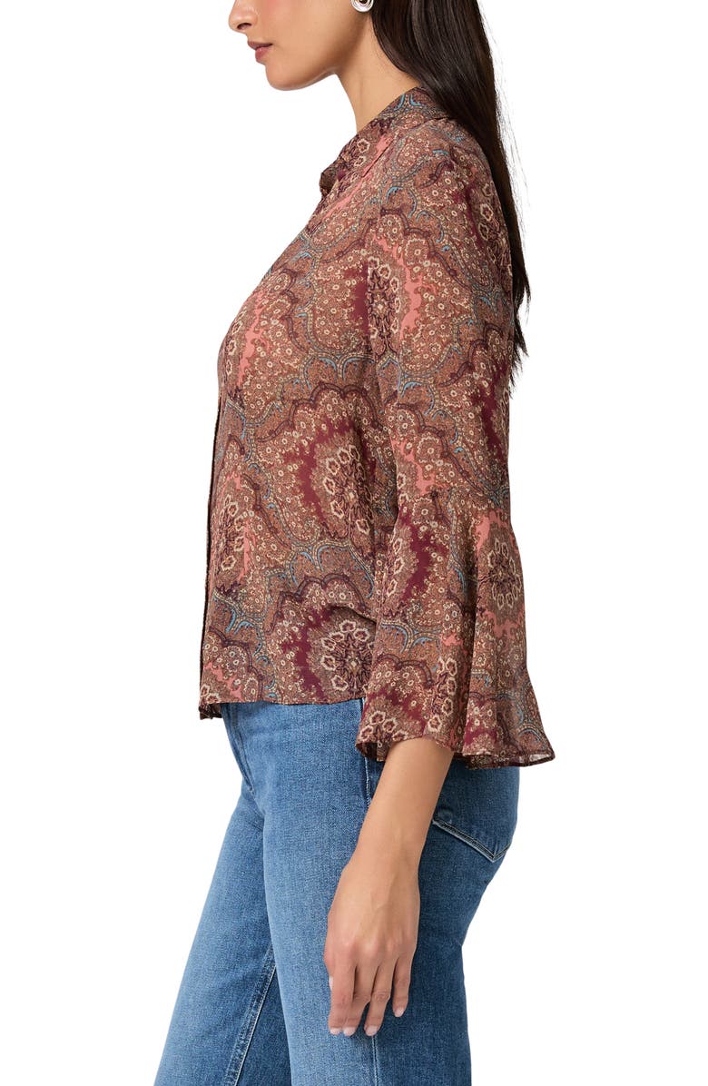 PAIGE Jasmeet Print Flare Sleeve Top, Alternate, color, Sunset Multi