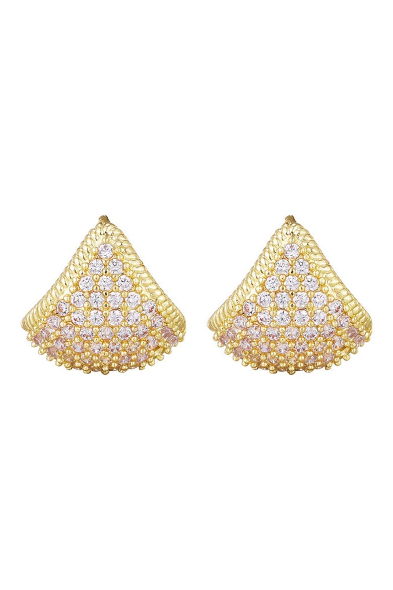 Cubic Zirconia Purse Hoop Earrings, Alternate, color, GOLD