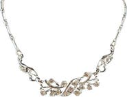 MADISON BEVERLY HILLS Vintage 1950s Rhodium-Plated Silvertone Rhinestone Vine Collar Necklace