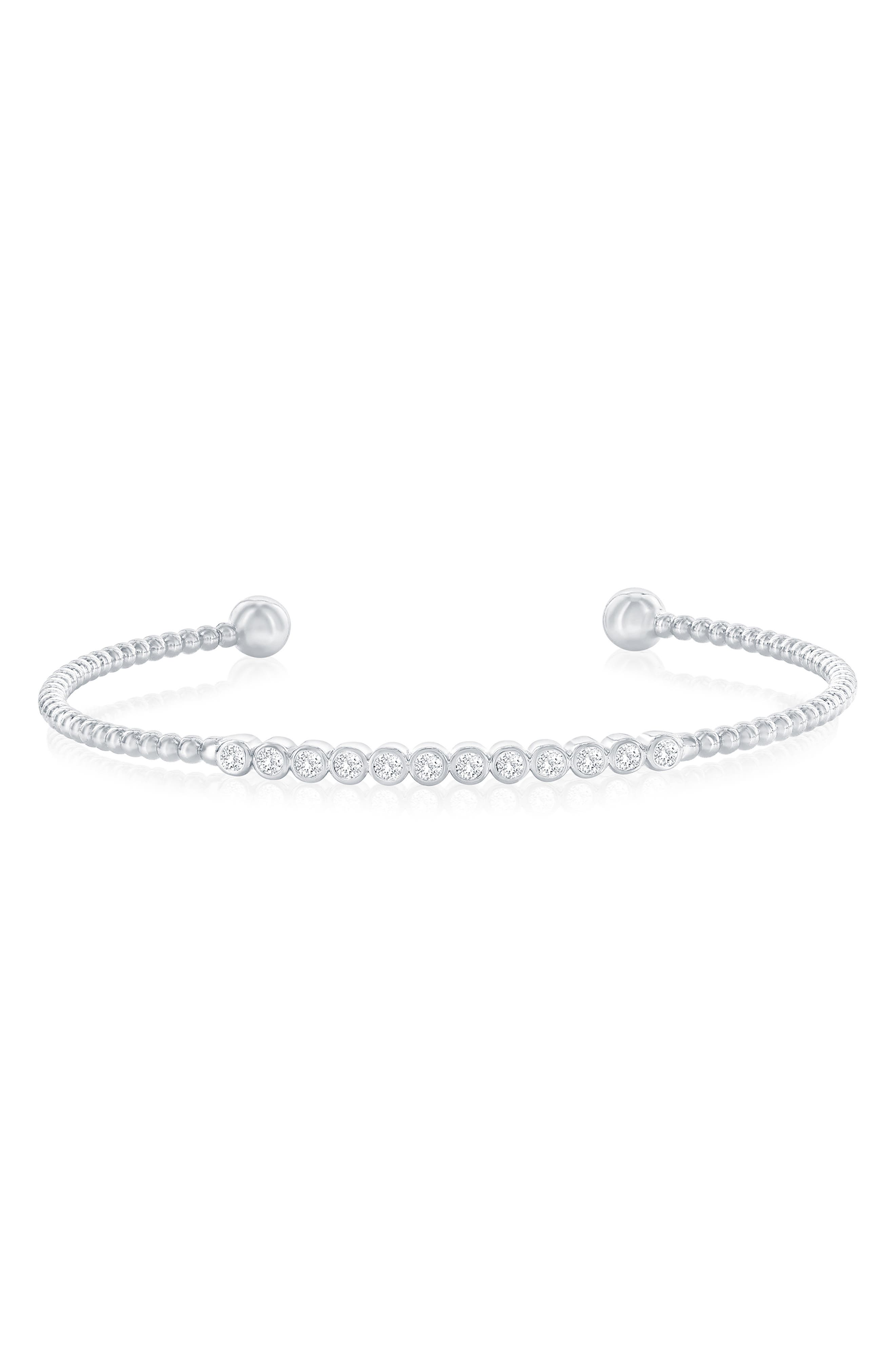 SIMONA Bezel Set Cubic Zirconia Beaded Bracelet