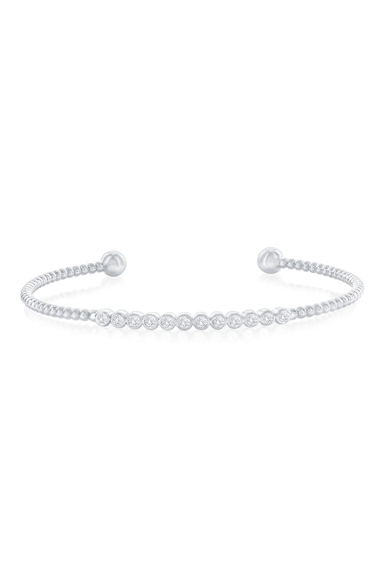 Bezel Set Cubic Zirconia Beaded Bracelet, Main, color, SILVER