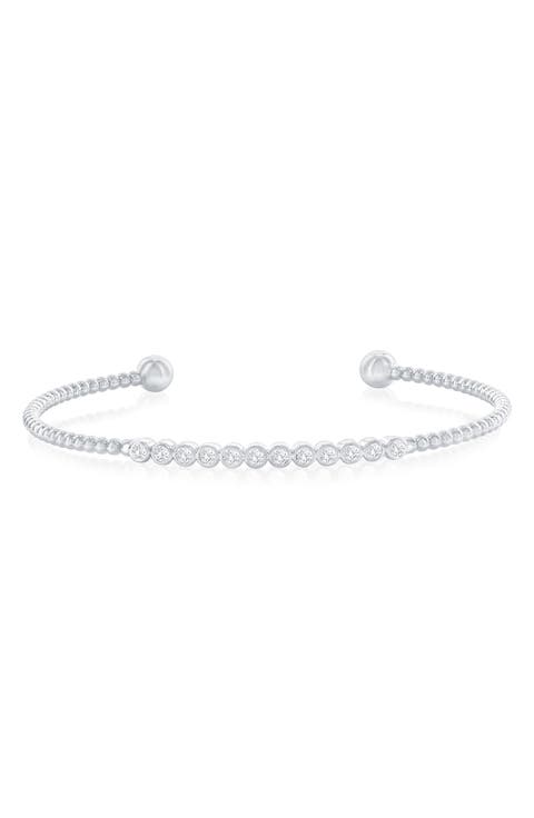 Bezel Set Cubic Zirconia Beaded Bracelet