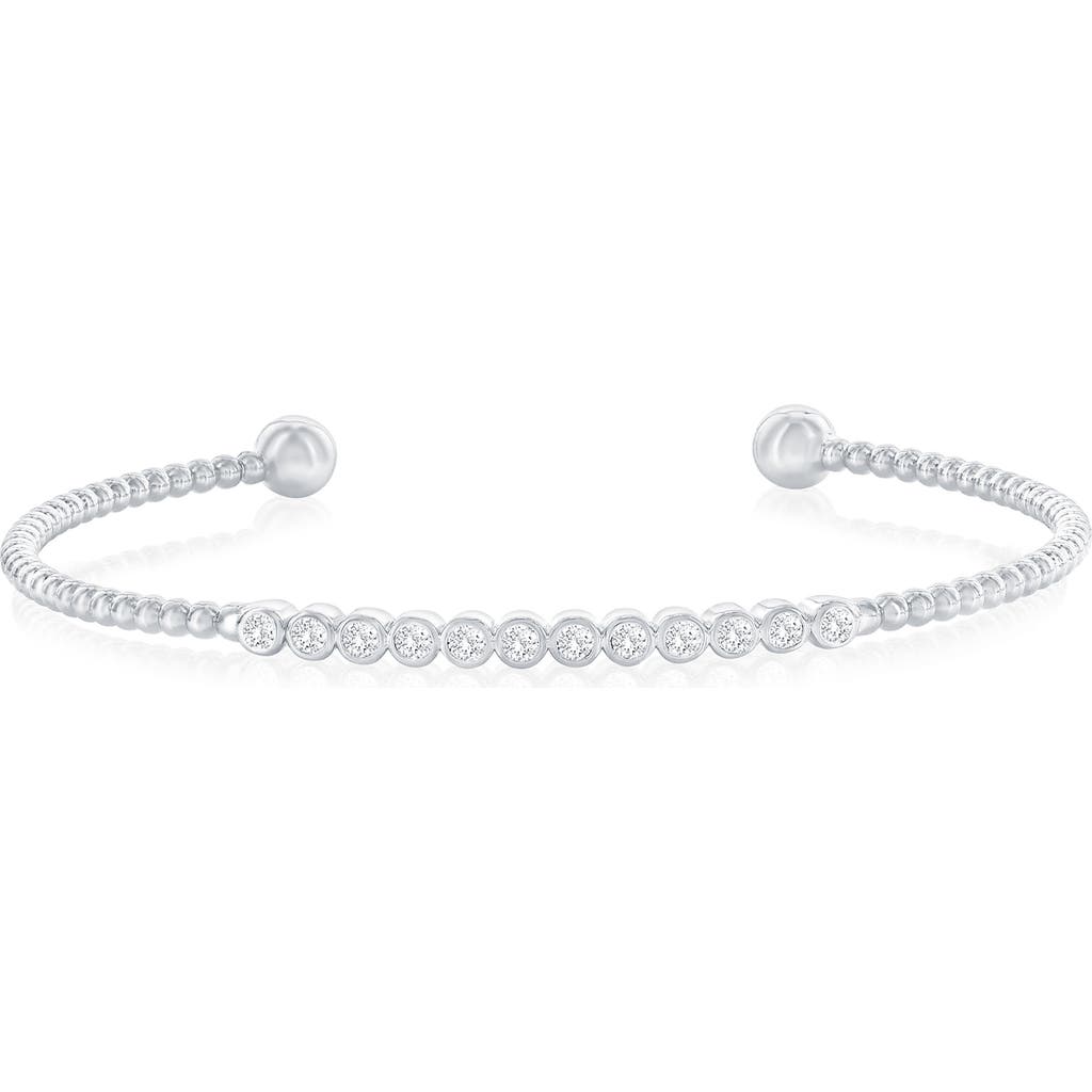 Simona Bezel Set Cubic Zirconia Beaded Bracelet In Silver