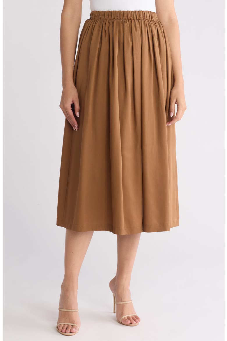 Flared A-Line Midi Skirt, Main, color, RUST