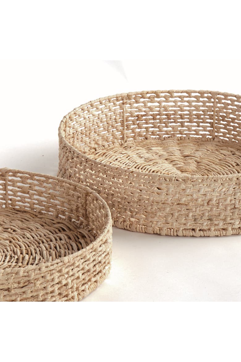 Juliet Abaca Round Trays, Set of 2, Alternate, color, Brown