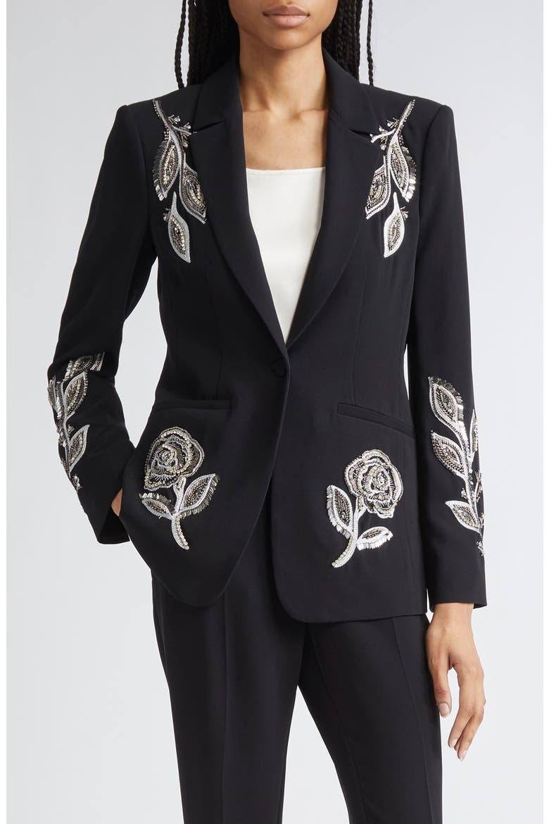 Karlie Metallic Paisley Detail Blazer, Main, color, BLACK