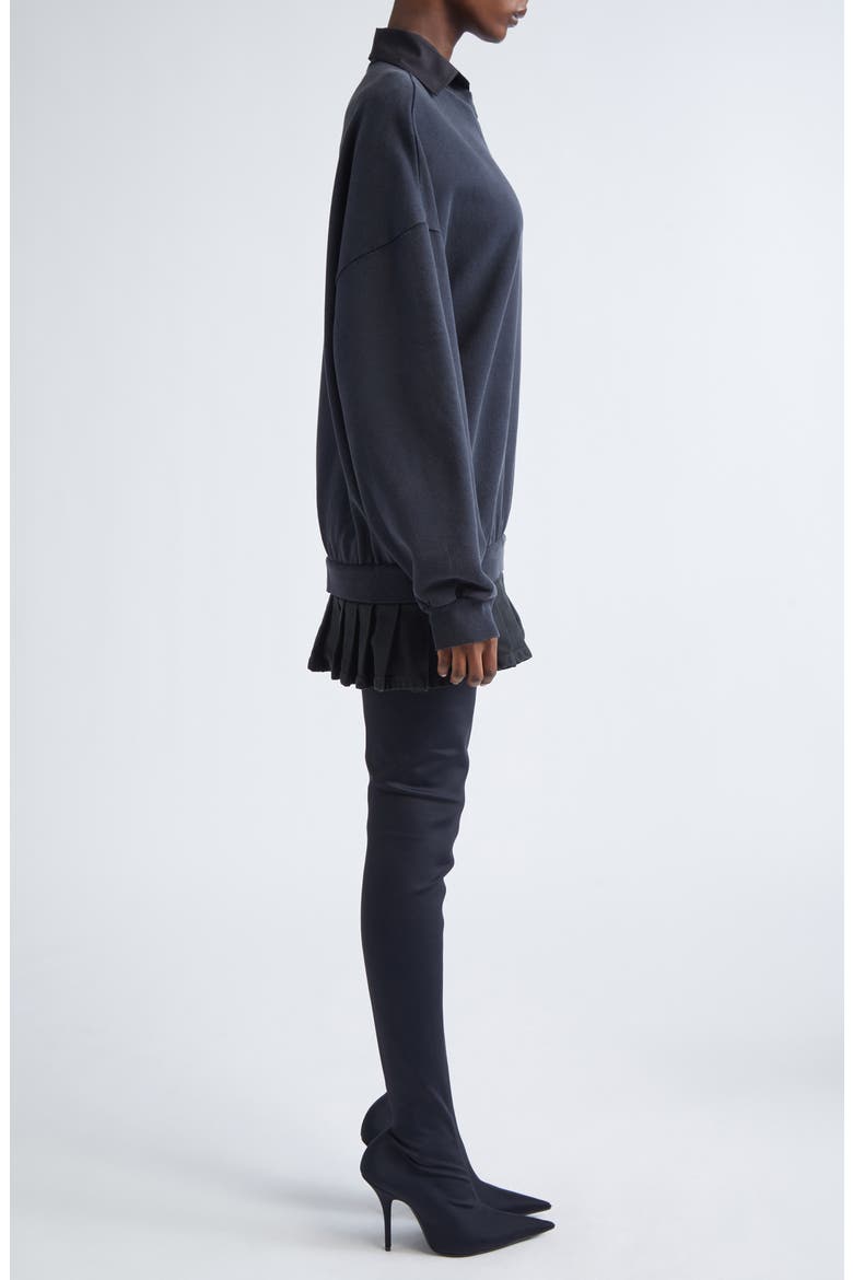 Hybrid Long Sleeve Cotton Sweatshirt Minidress, Alternate, color, FADED WASHED BLACK