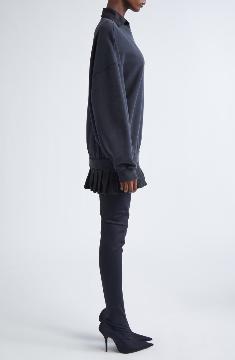 Balenciaga Hybrid Long Sleeve Cotton Sweatshirt Minidress, Alternate, color, Faded Washed Black