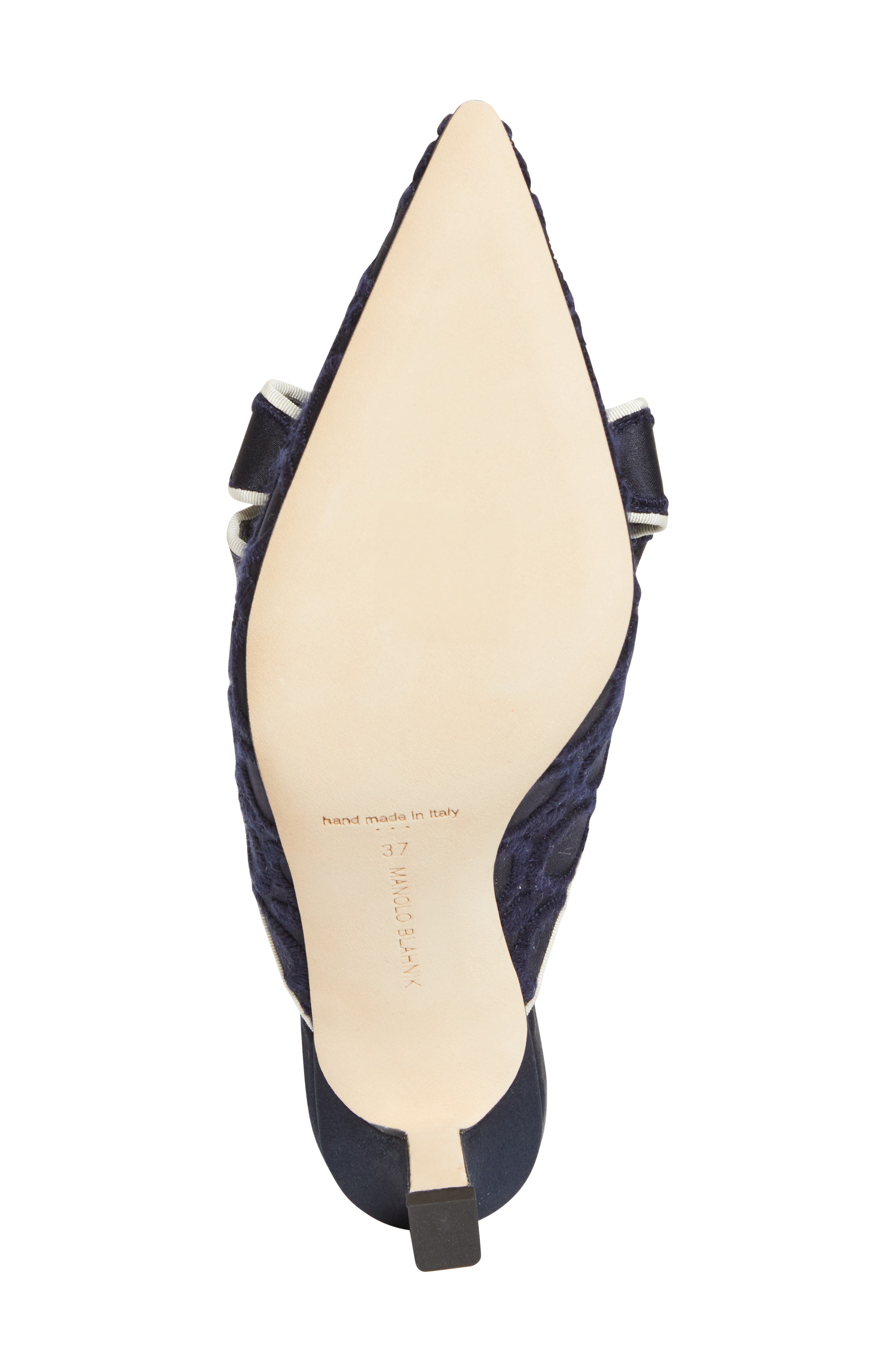 Manolo Blahnik Cicolu Pointed Toe Mule, Alternate, color, Blue/ Light Cream