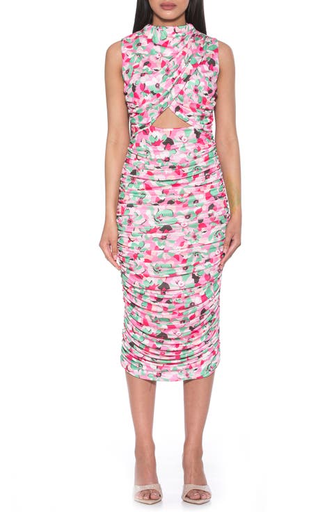 Khloe Sleeveless Ruched Cutout Midi Dress