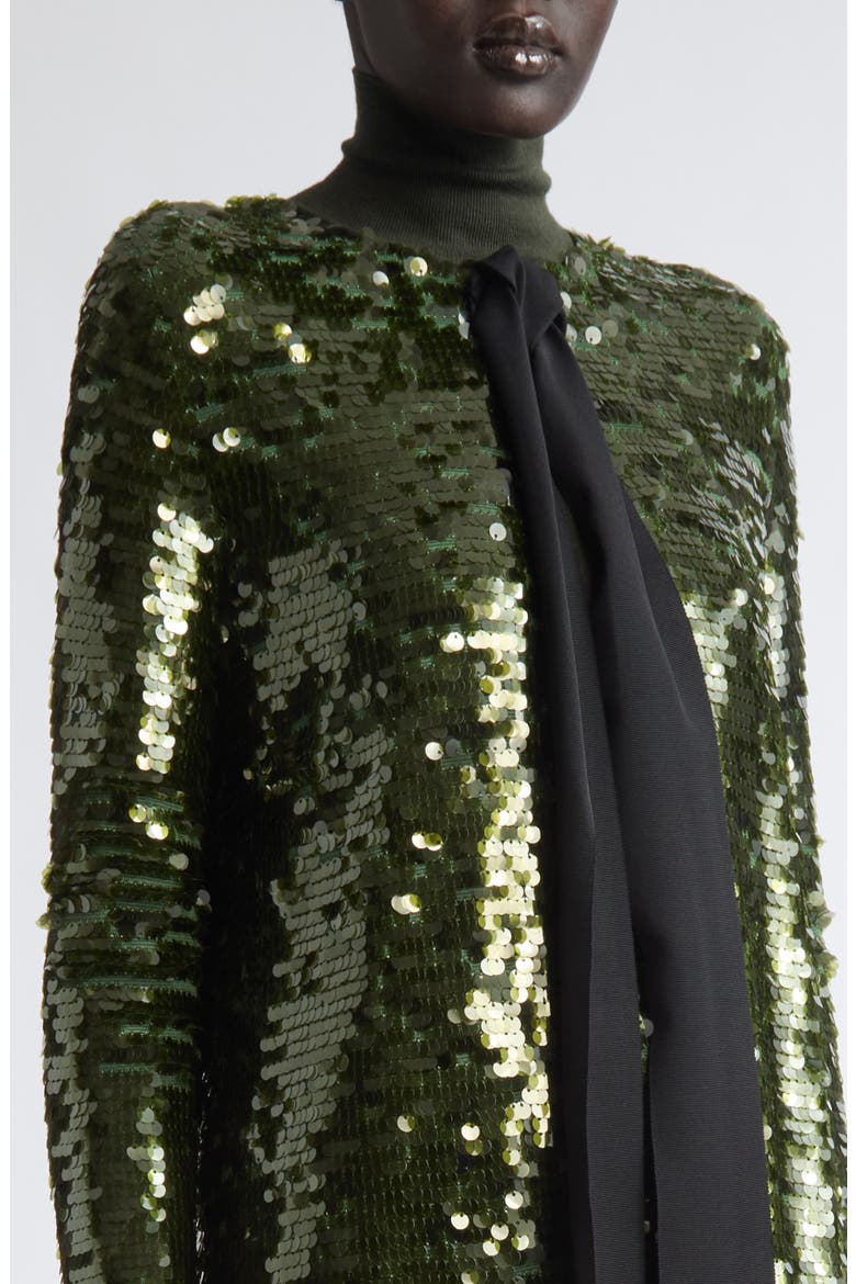 Sequin Long Sleeve Cardigan, Alternate, color, FOREST GREEN