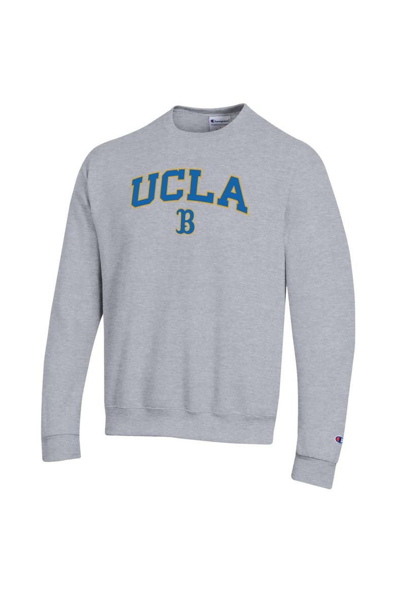 Men's Champion  Heather Gray UCLA Bruins Arch Over Logo Pullover Sweatshirt, Alternate, color, Heather Gray