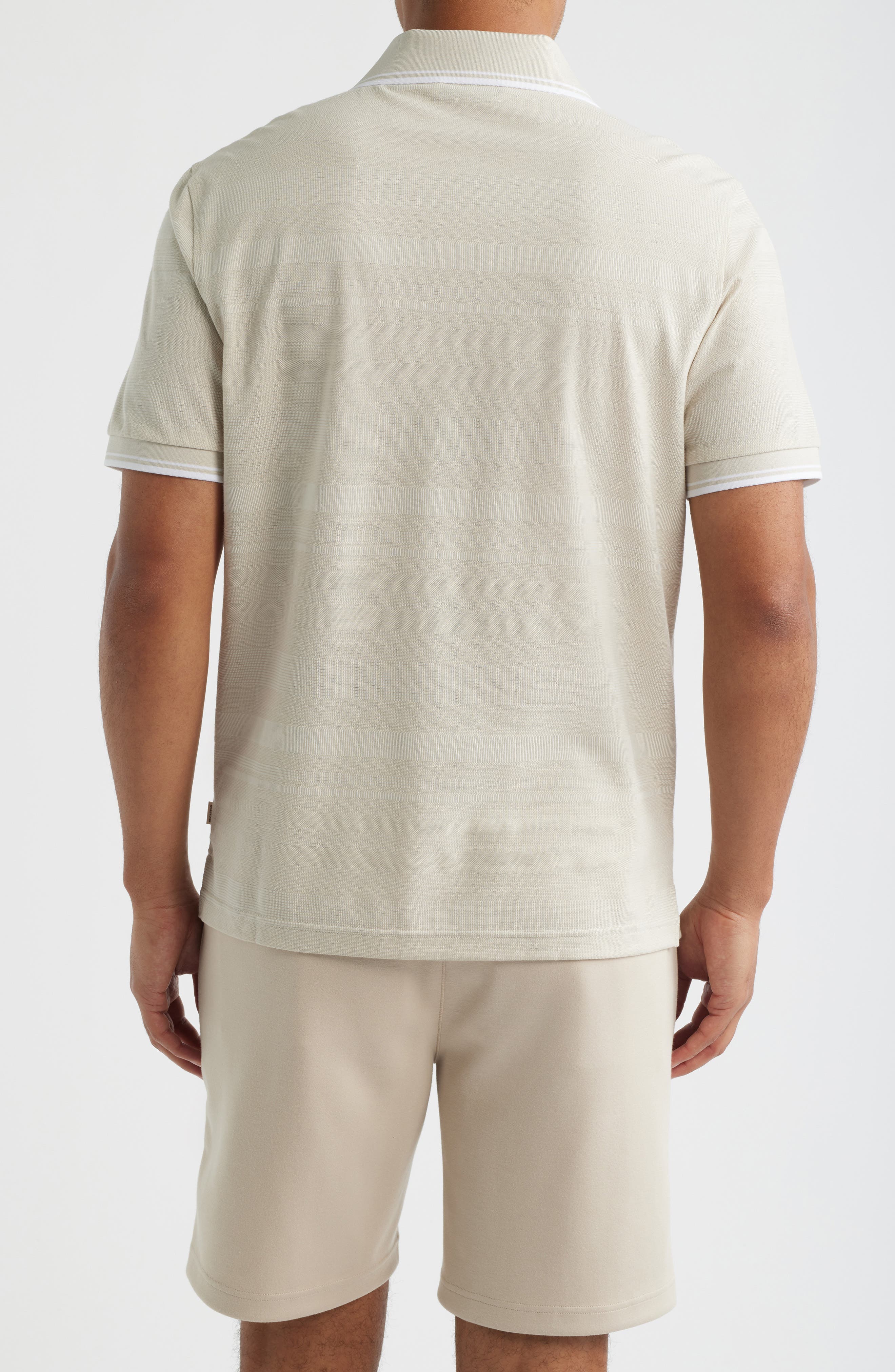 Textured Stripe Johnny Collar Polo - image 2
