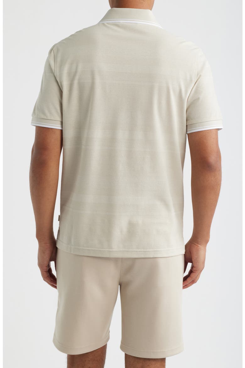 Textured Stripe Johnny Collar Polo, Alternate, color, LIMESTONE