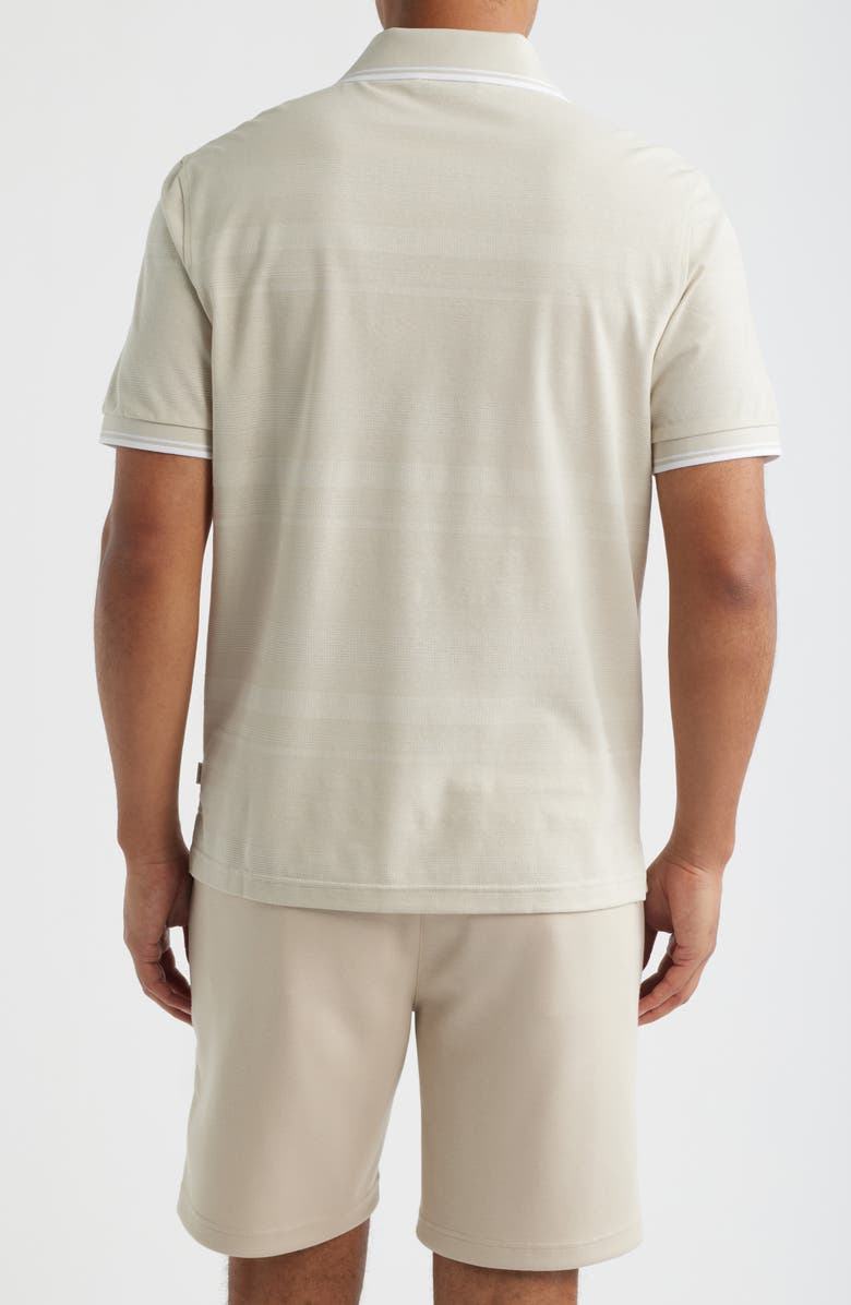 Bugatchi Textured Stripe Johnny Collar Polo, Alternate, color, Limestone