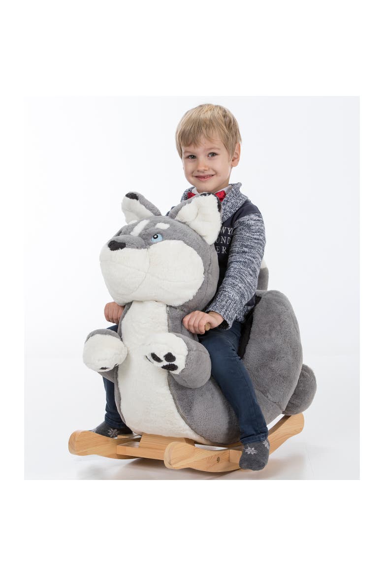 Gerardo'S Toys Little Rockers Wolf Wooden Plush Rideages 24Mo+, Alternate, color, Multicolored