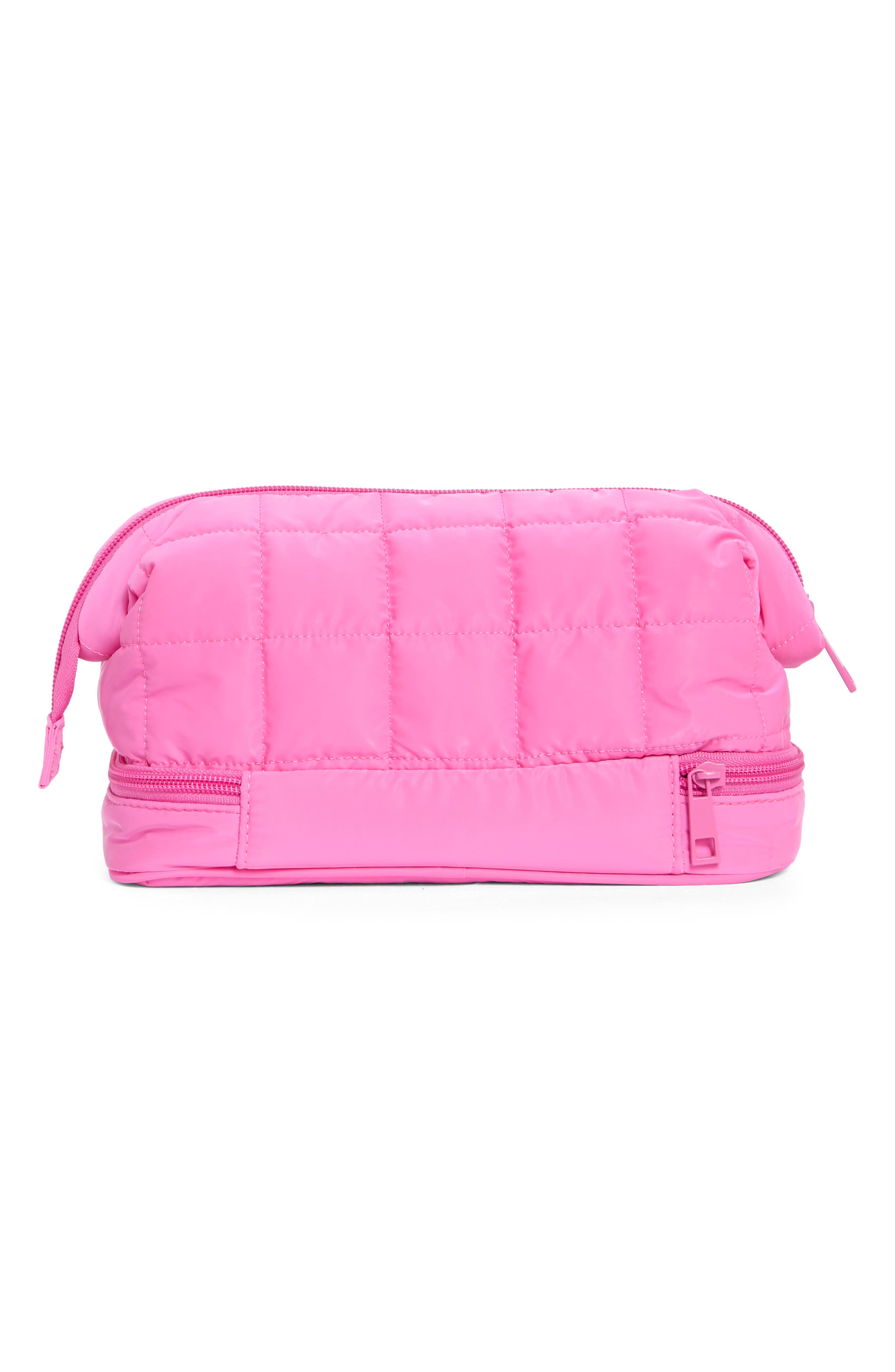 Quilted Beauty Case, Alternate, color, HOT PINK