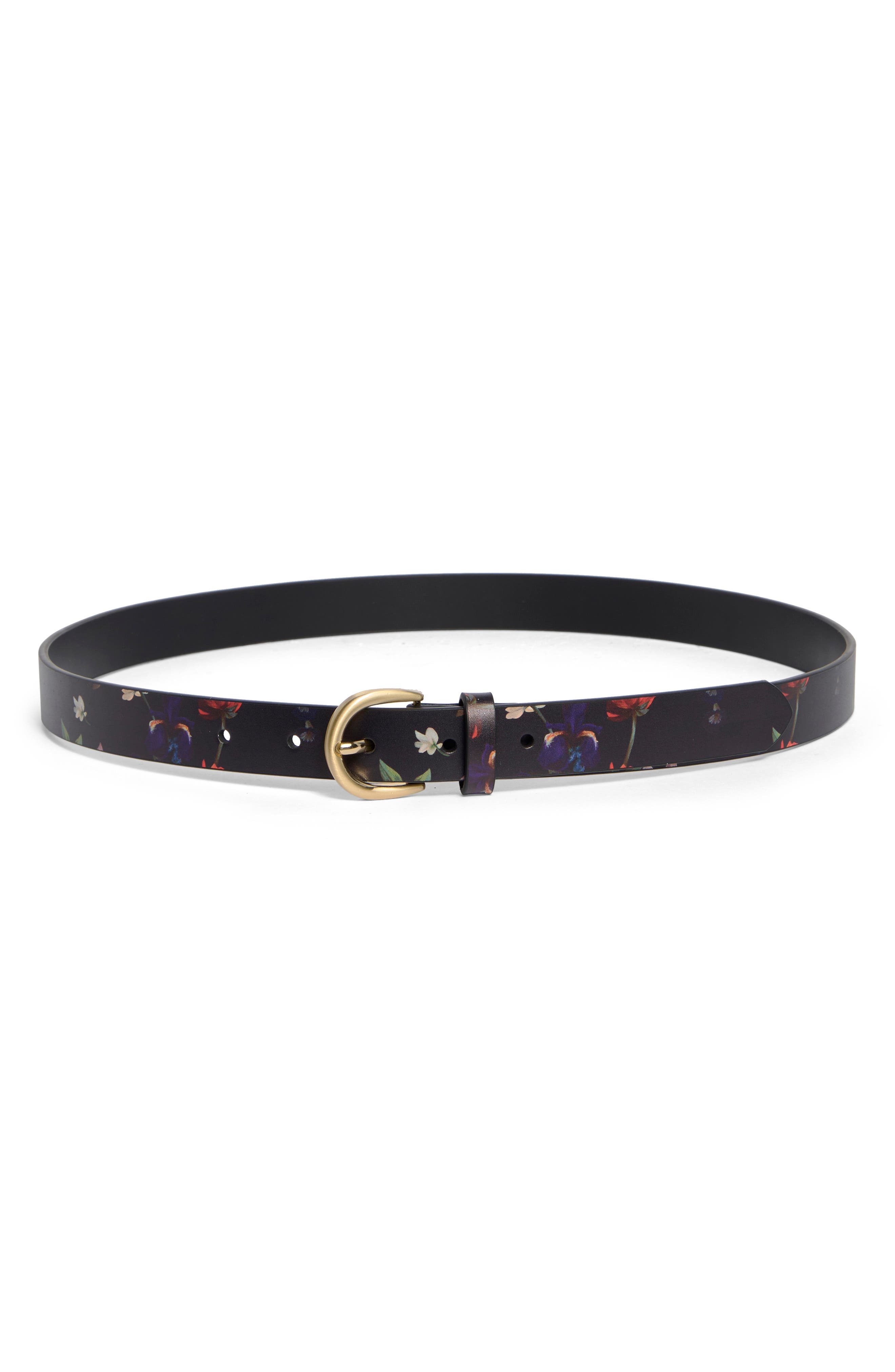 Floral Print Leather Belt
