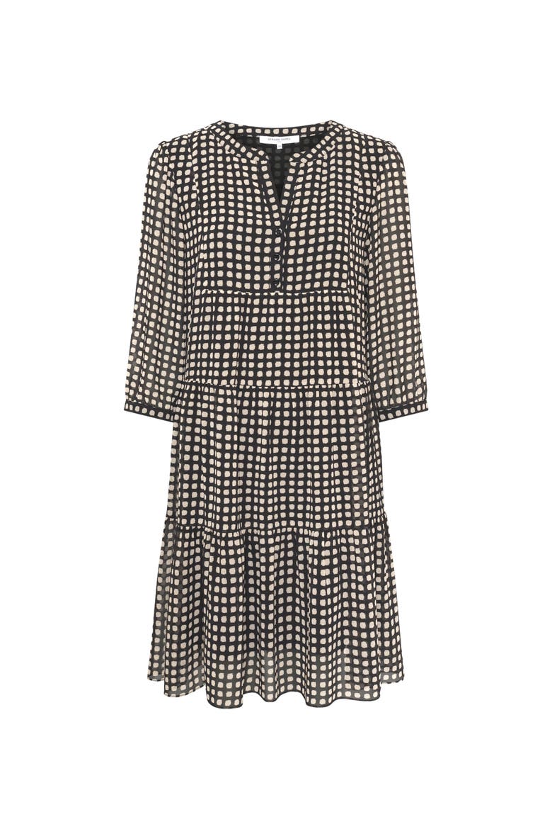 Lira Tiered Polka Dot Dress, Alternate, color, Black