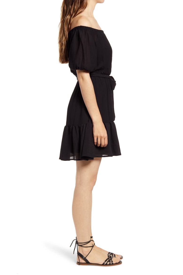 Off the Shoulder Minidress, Alternate, color, BLACK