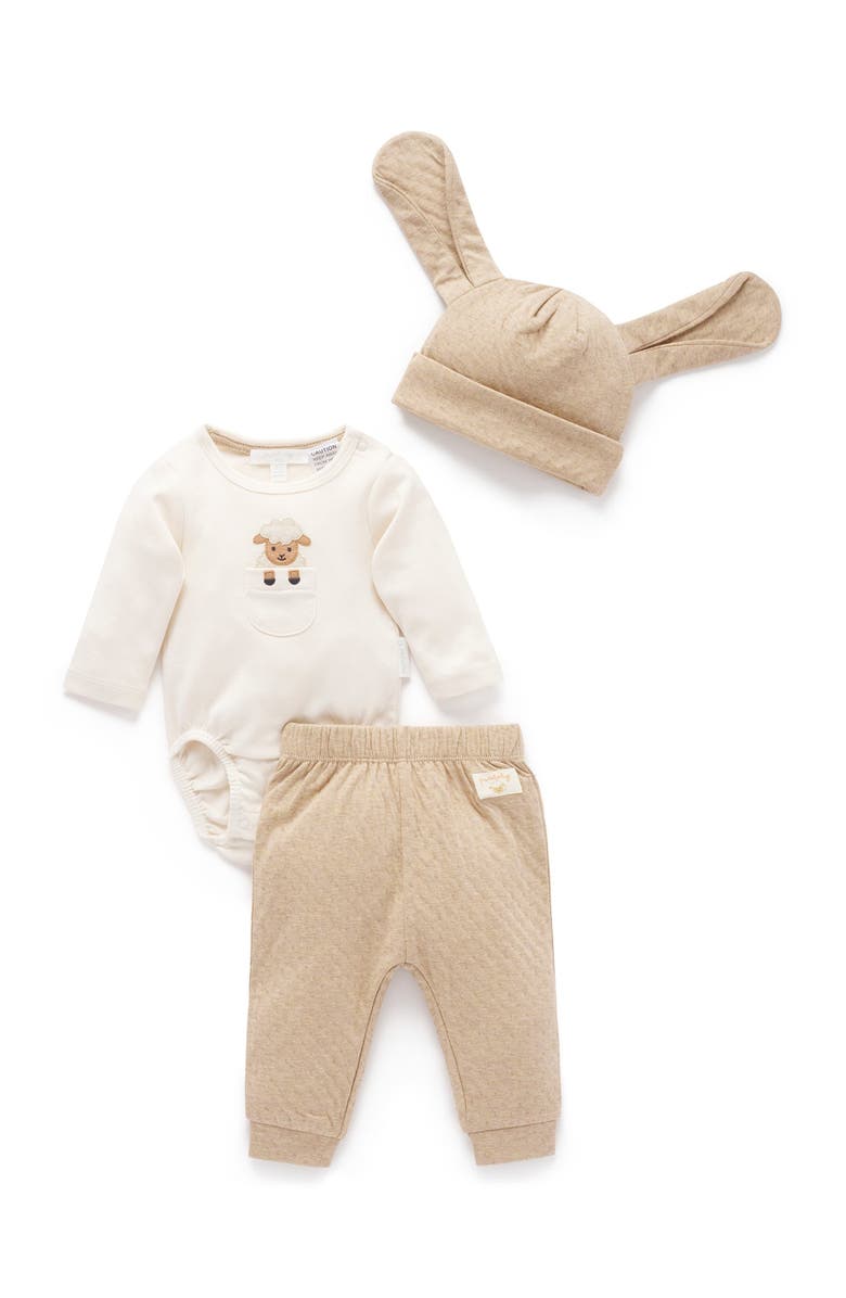 Purebaby 3 Piece Gift Set, Main, color, Mushroom Melange