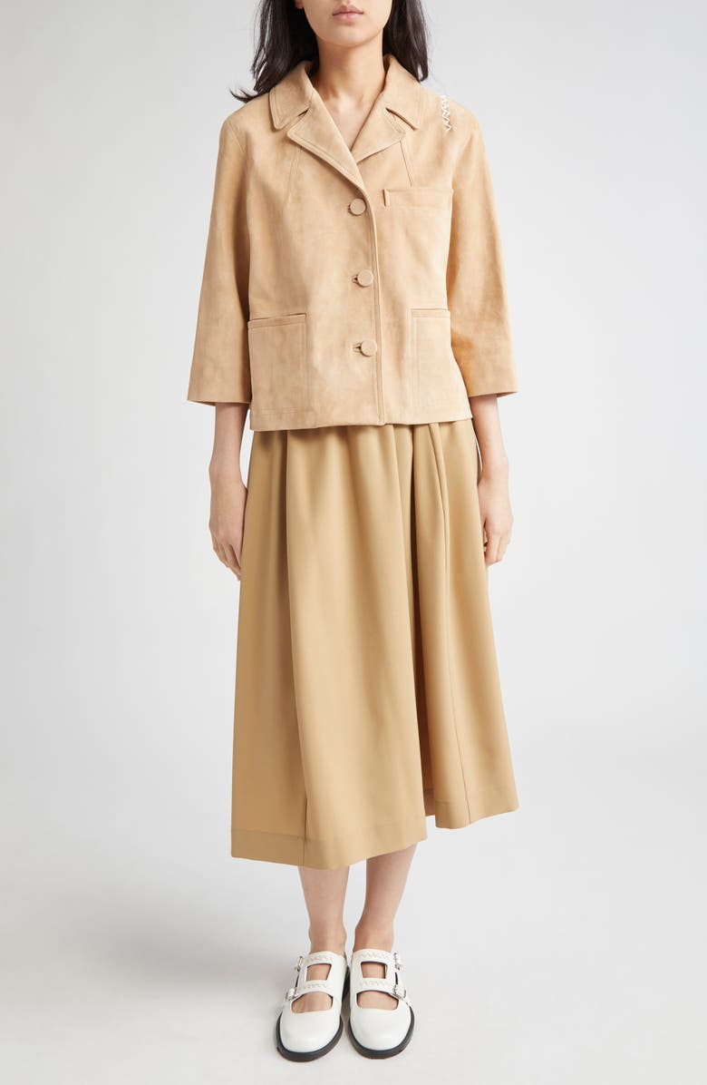 Marni Logo Embroidered Boxy Suede Jacket, Alternate, color, 00C15 Pale Peach