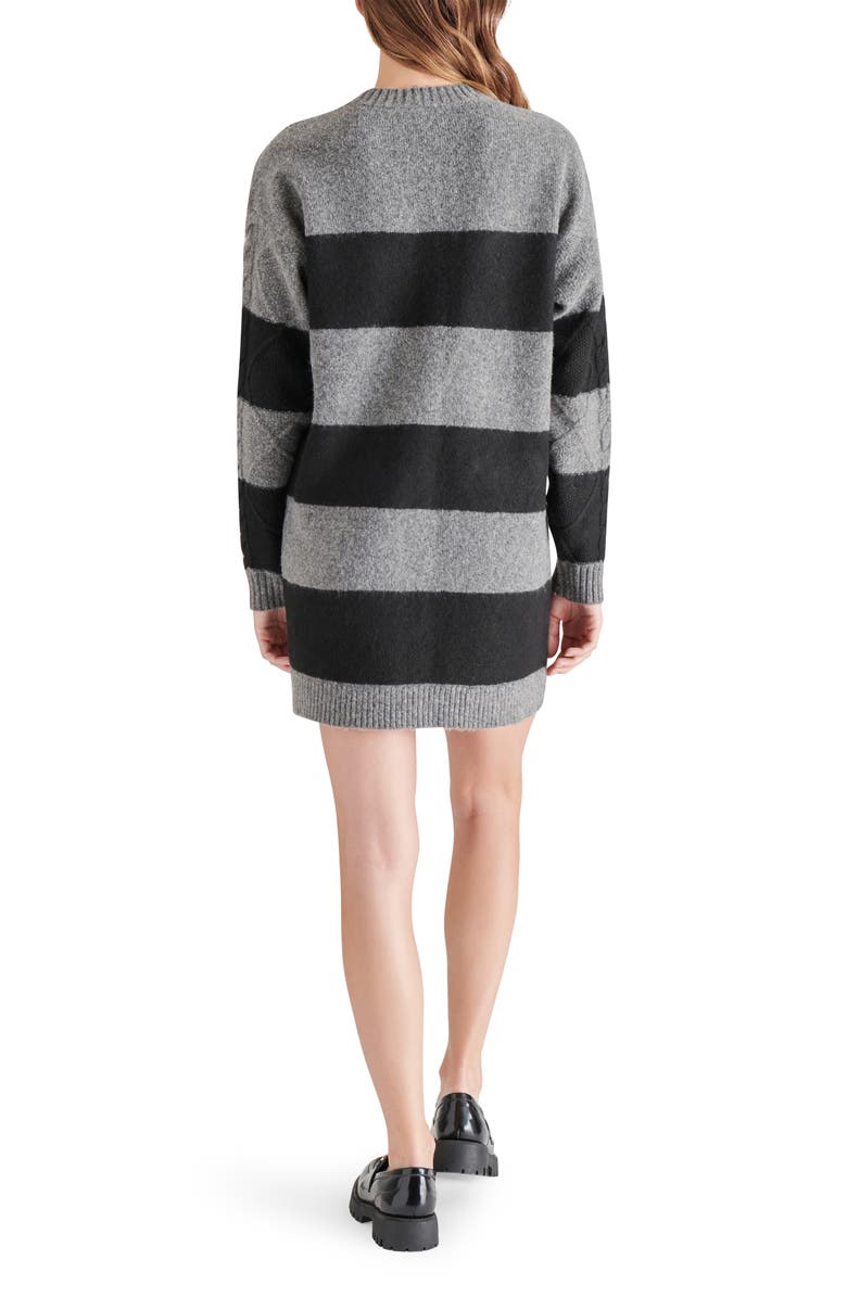 Steve Madden Rugby Stripe Long Sleeve Sweater Dress, Alternate, color, Zinc Heather