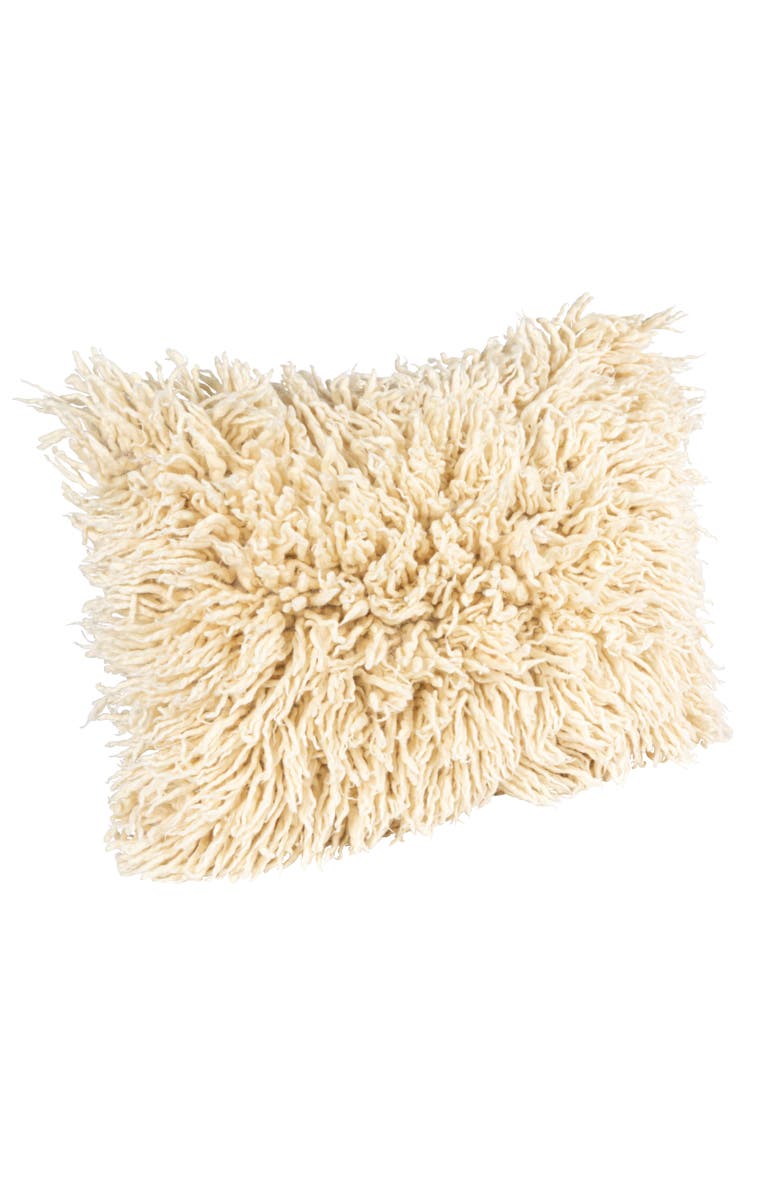 Storied Home New Zealand Wool and Cotton Lumbar Pillow, White, Main, color, White