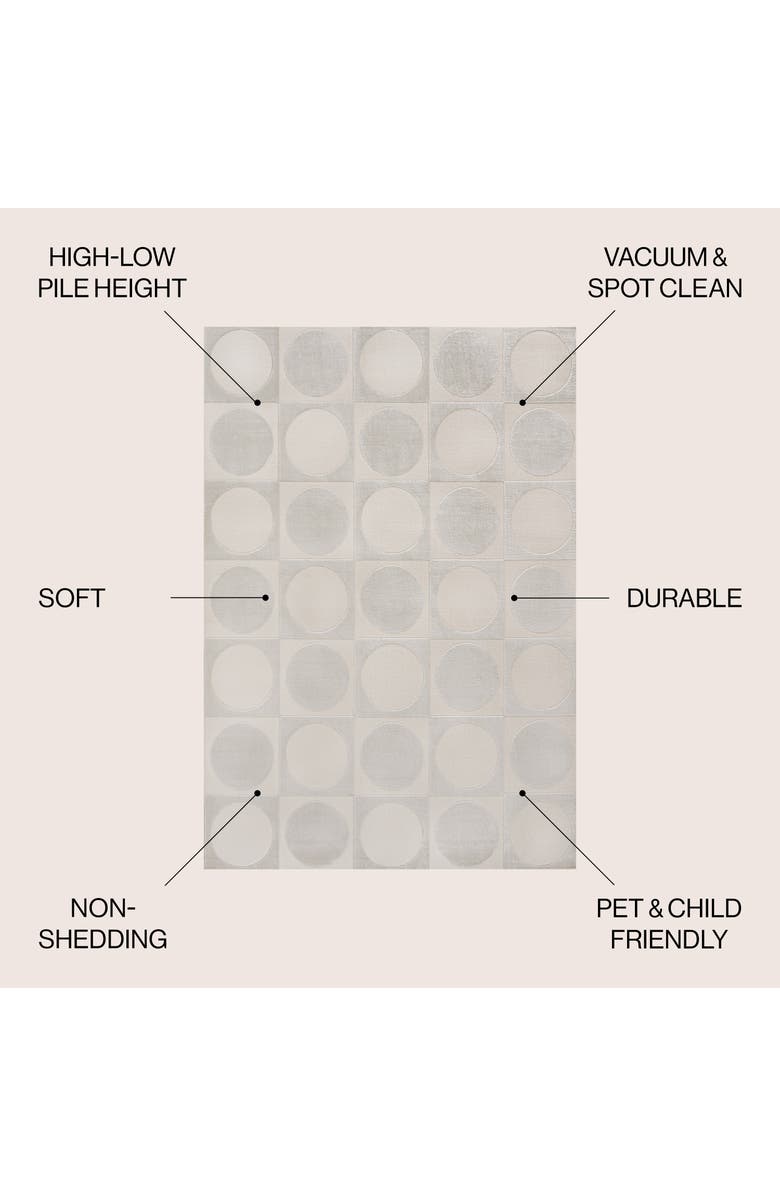 JONATHAN Y Helena Modern Geometric Circles In Squares High-Low Area Rug, Alternate, color, White/Cream