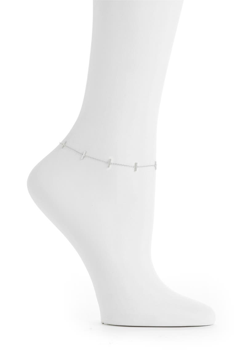 Argento Vivo Bar Station Anklet, Main, color, SILVER