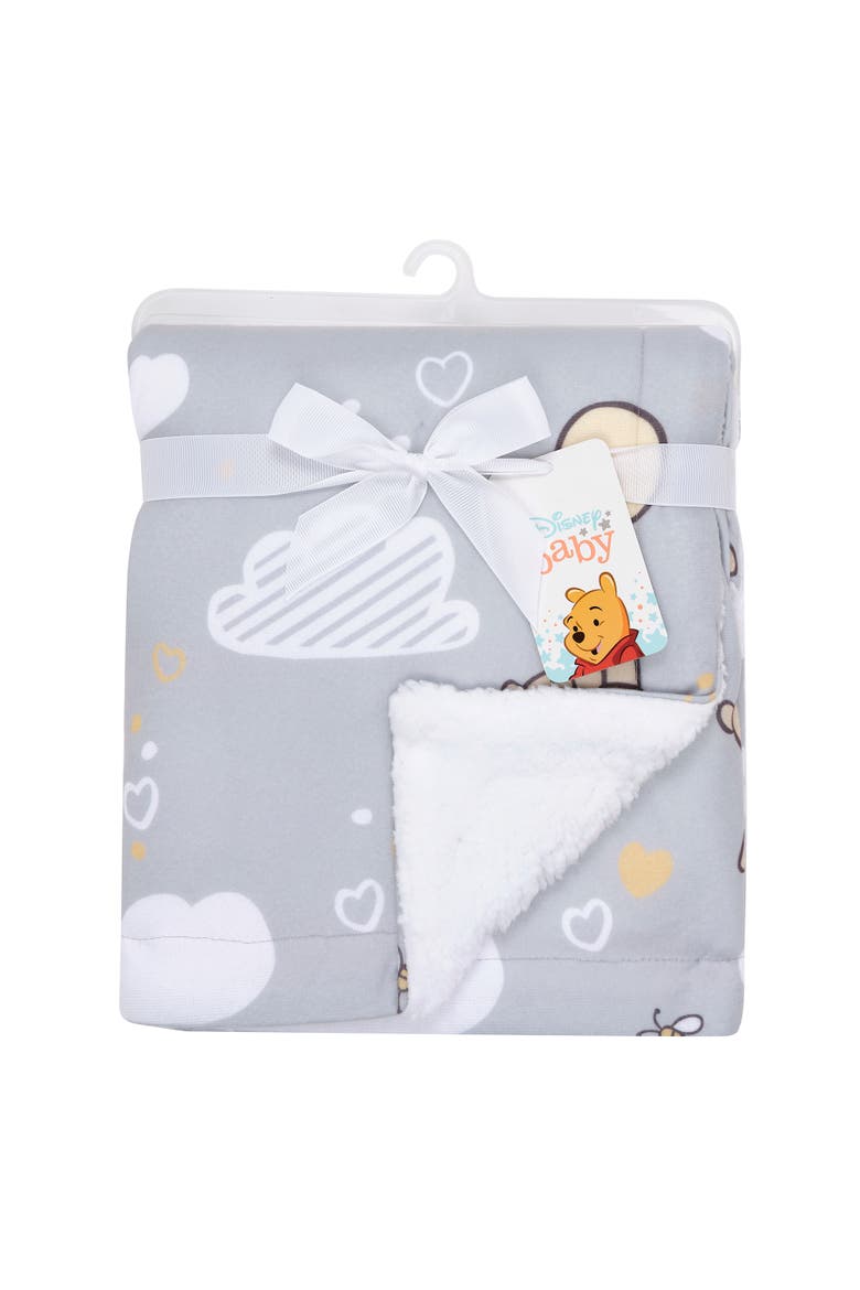 Disney Baby Hunny Bear Winnie the Pooh Soft Faux Shearling Baby Blanket, Alternate, color, Gray