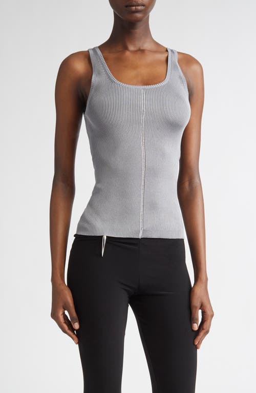 Grace Ling Logo Tag Rib Column Tank In Steel