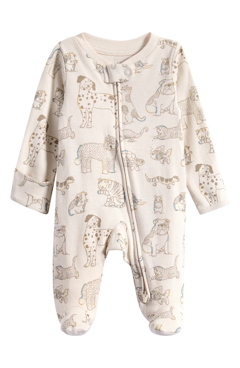 Little Planet Organic Cotton Zip Footie, Main, color, Pets